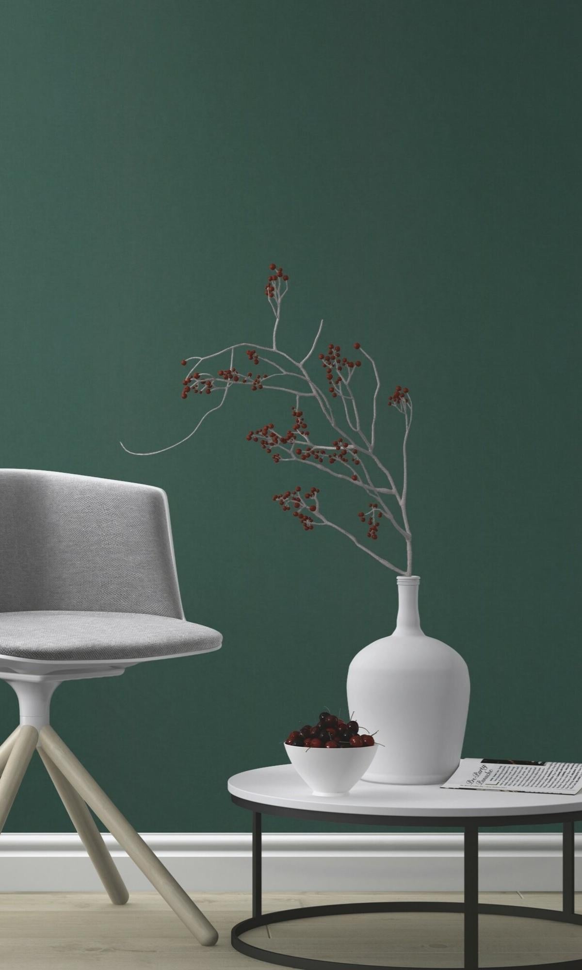 Green Plain Textile Effect Textured Wallpaper R7863