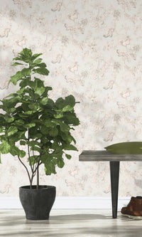 Grey Hand Painted Fantasy Floral Blossoms Wallpaper R7877