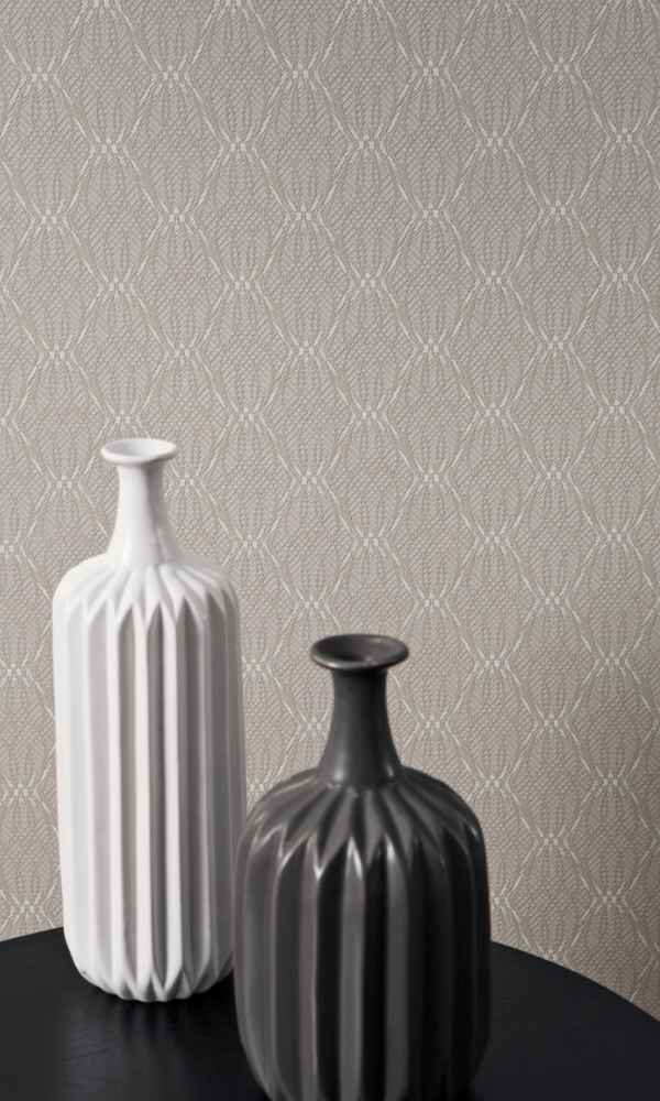 Grey Laced Geometry Textured  Wallpaper  R2915