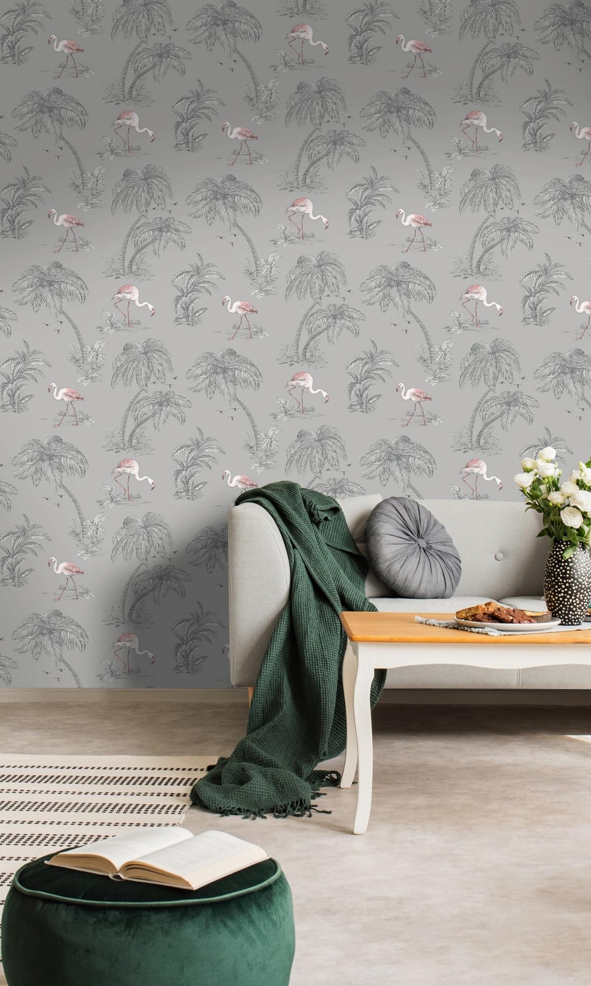 grey tropical wallpaper