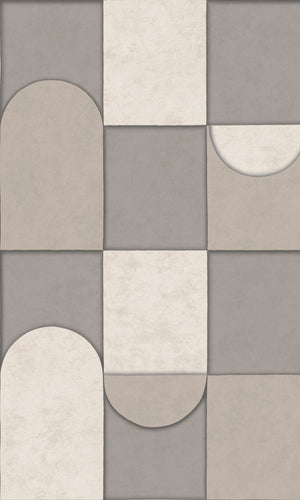 Grey & Beige 3D Patchwork Geometric Wallpaper R8086