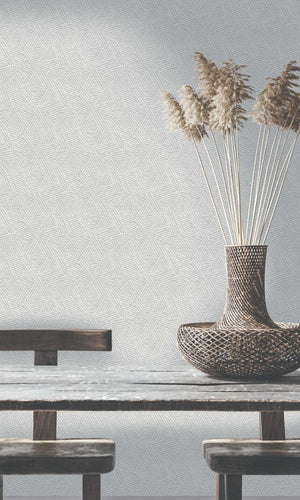 Grey Fabric Effect Metallic Geometric Wallpaper R7712
