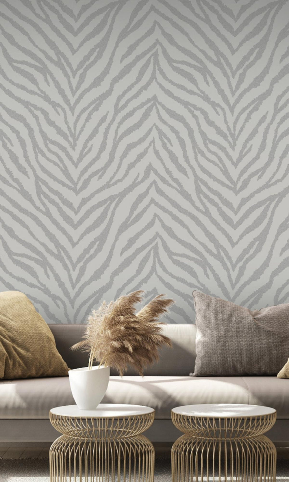Grey Metallic Zebra Lines Animal Print Wallpaper, flock wall paper, flock wallpaper, vintage flock wallpaper, contemporary flock wallpaper, modern flock wallpaper, flock wallpaper for homes, flock wall d‚àö¬©cor, flock wall covering
