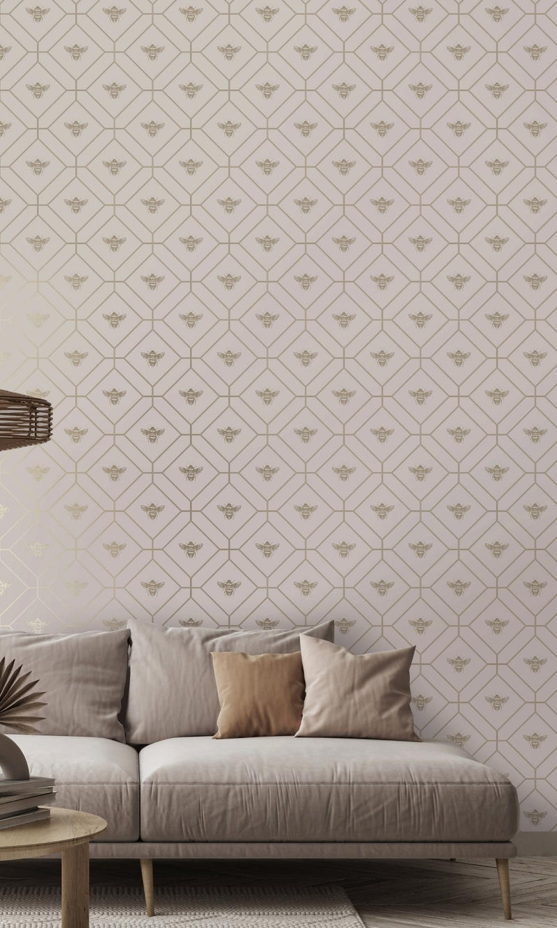 Pink Honey Comb in Geometric Design Wallpaper R7658