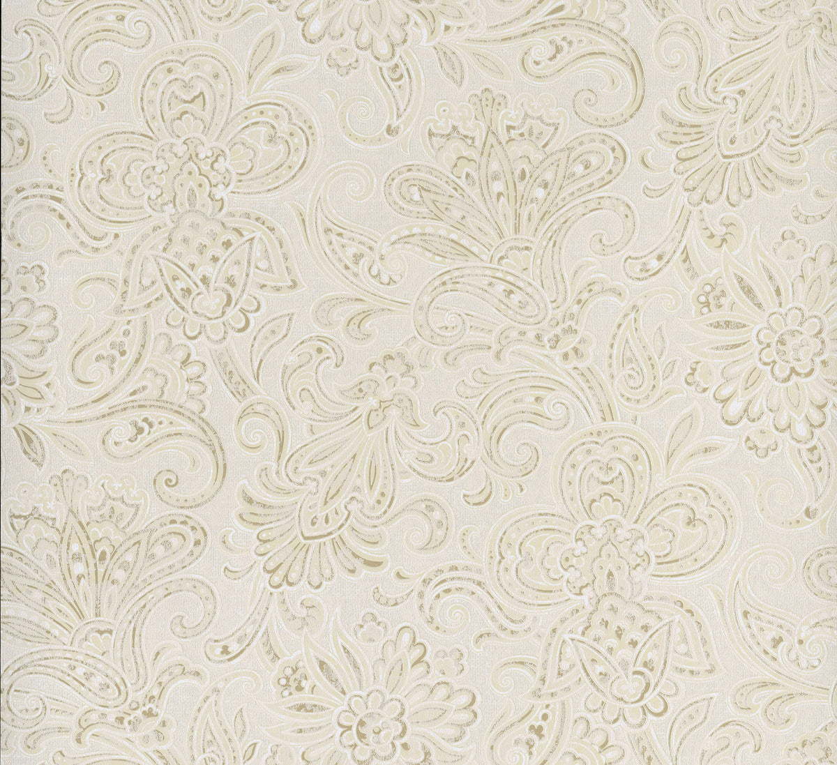 Floral Damask Classic Grecian Fields White and Gold R4467