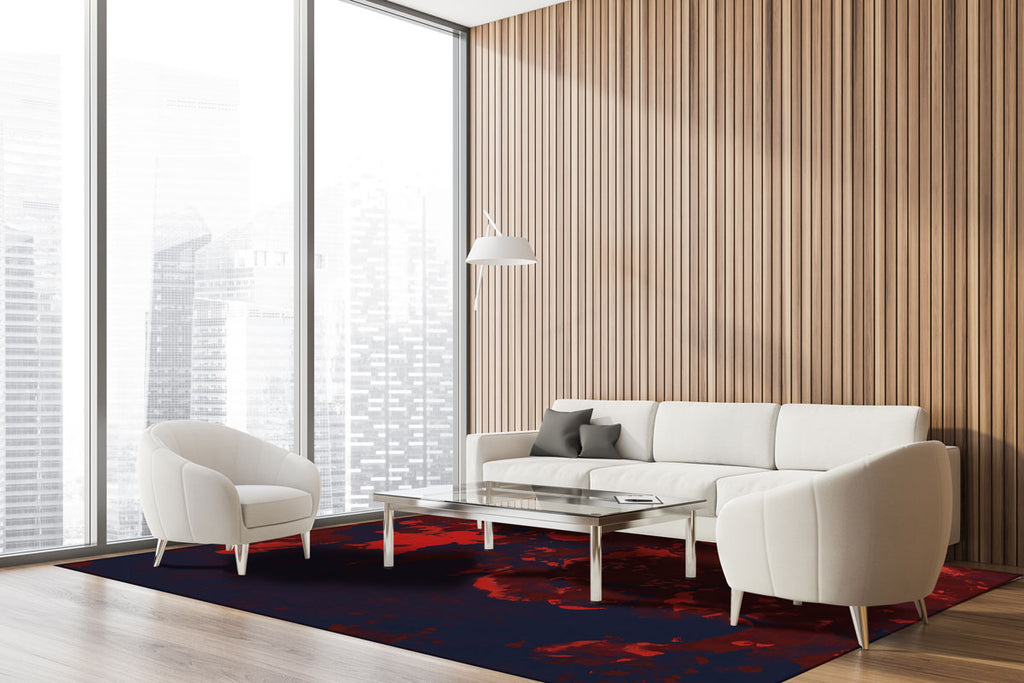 Chinese Red Late Shower Bubble Like Contemporary Machine Washable Rugs