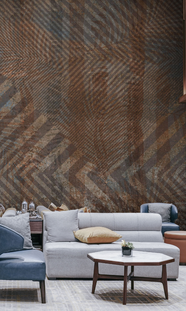 Brown & Grey Rustic Geometric Wallpaper Mural M1000- Sample