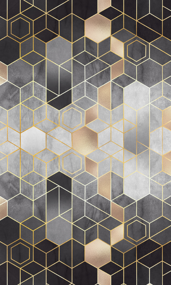 Multicolor Shining Hexagon Geometric Wall Mural M1003