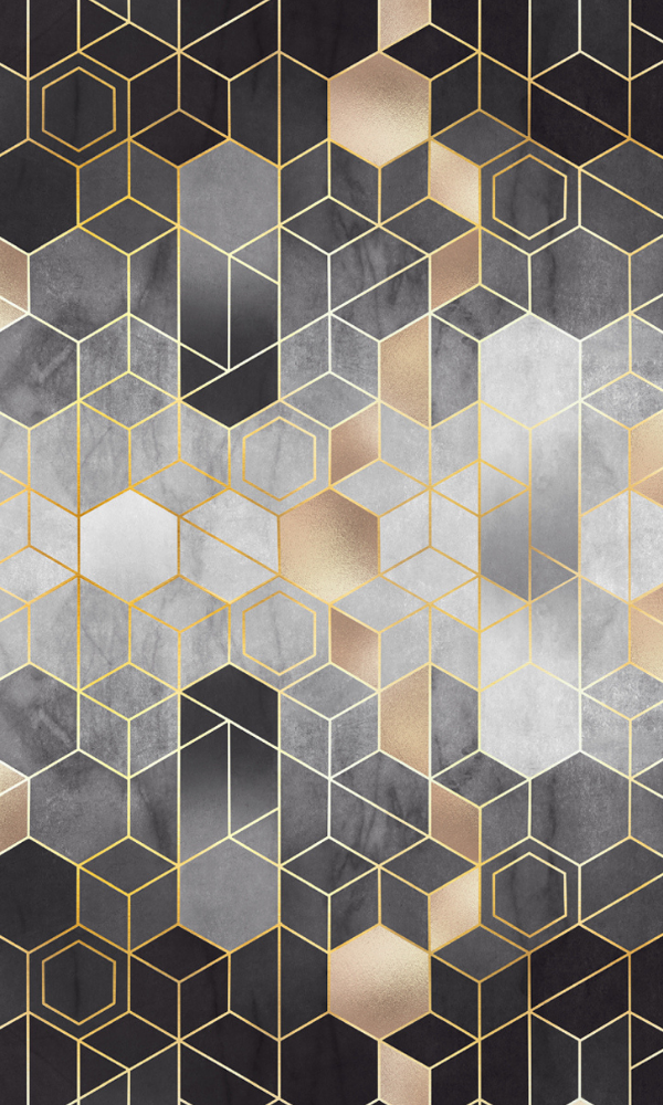 Multicolor Shining Hexagon Geometric Wallpaper Mural M1003