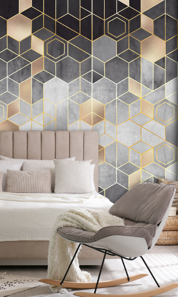 Multicolor Shining Hexagon Geometric Wall Mural M1003