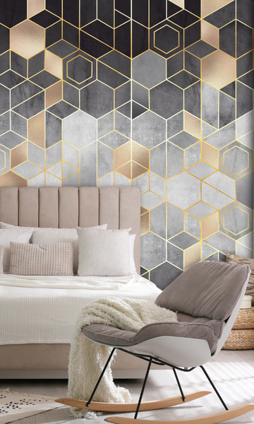 Multicolor Shining Hexagon Geometric Wallpaper Mural M1003 – Walls ...