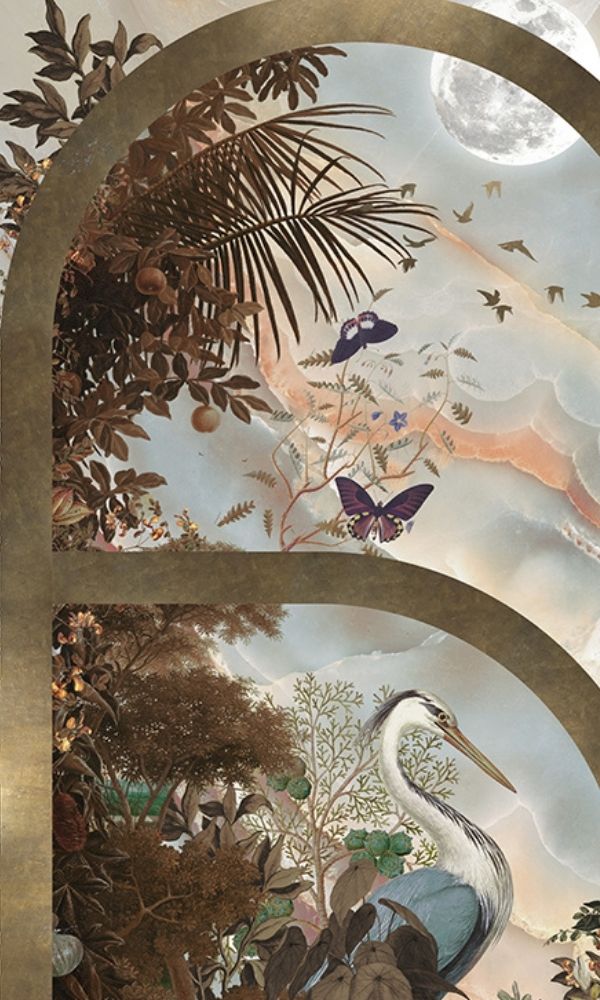 Classic Brownish Leaves Tropical Paradise Mural Wallpaper M1029