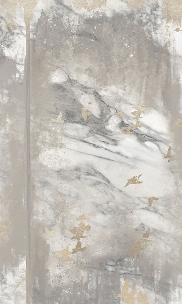 Grey & Gold Metallic Marble Wall Mural M1034