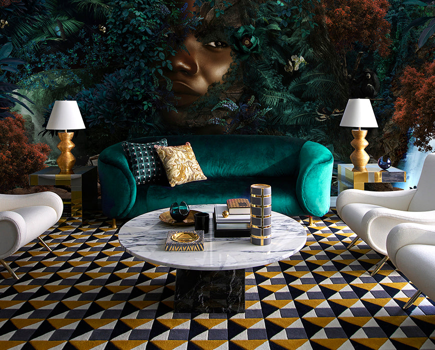 Blue Green Forest Queen Wall Mural M1037
