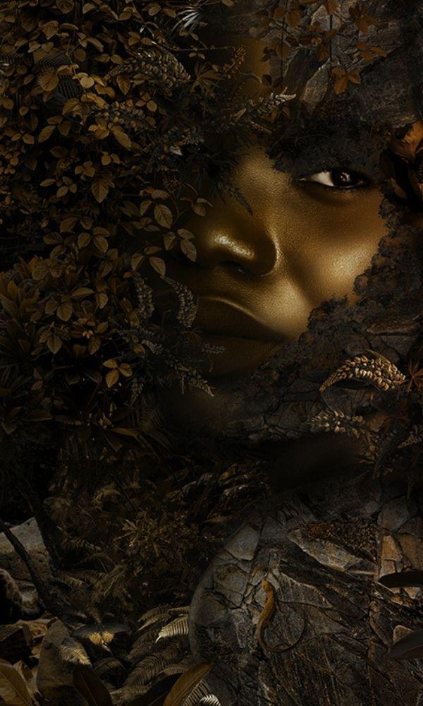 Gold African Forest Queen Wall Mural M1038