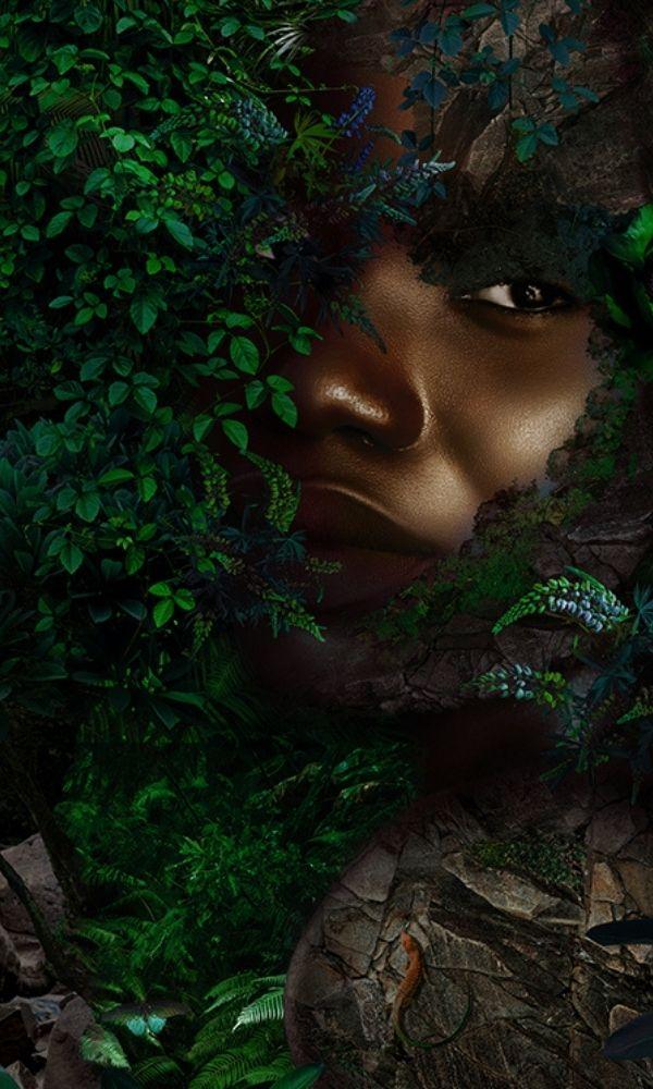 Green African Forest Queen Wallpaper Mural M1039- Sample