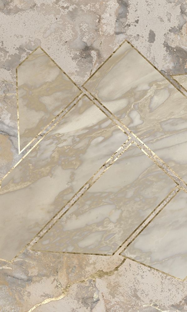 Beige and Grey Metallic Geometric Marble Wall Mural M1043