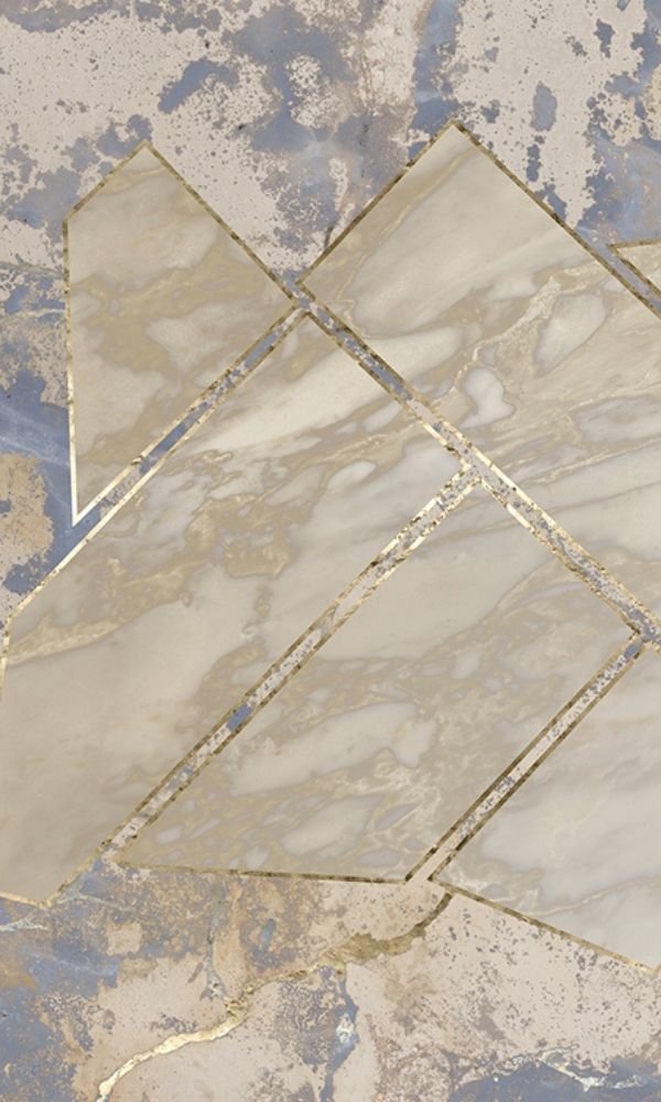 Charcoal and Grey Metallic Geometric Marble Wall Mural M1044