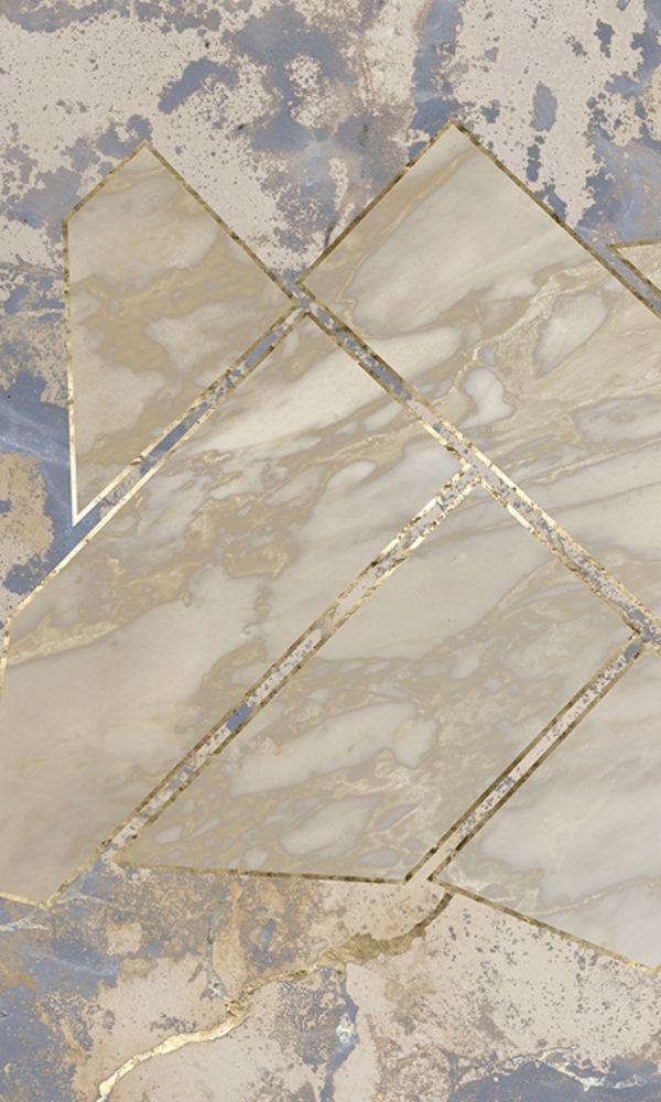 Charcoal and Grey Metallic Geometric Marble Wall Mural M1044 - Sample