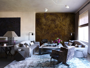 Gold Tropical Vintage Leaves Wallpaper Mural M1046