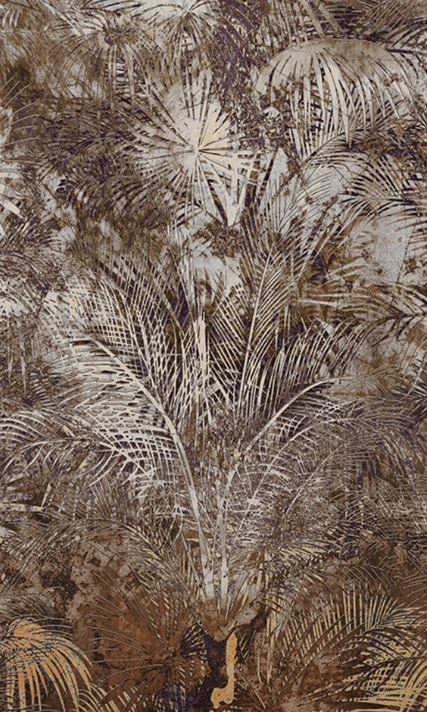 Beige & Brown Tropical Vintage Leaves Wall Mural M1047