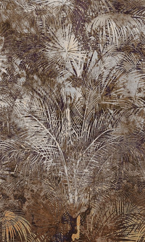 Beige & Brown Tropical Vintage Leaves Wallpaper Mural M1047