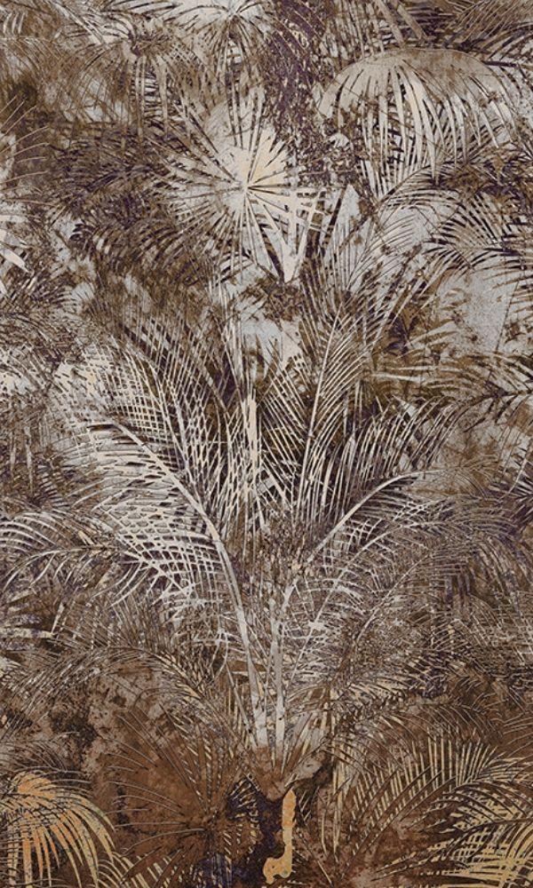 Beige & Brown Tropical Vintage Leaves Wall Mural M1047 Sample