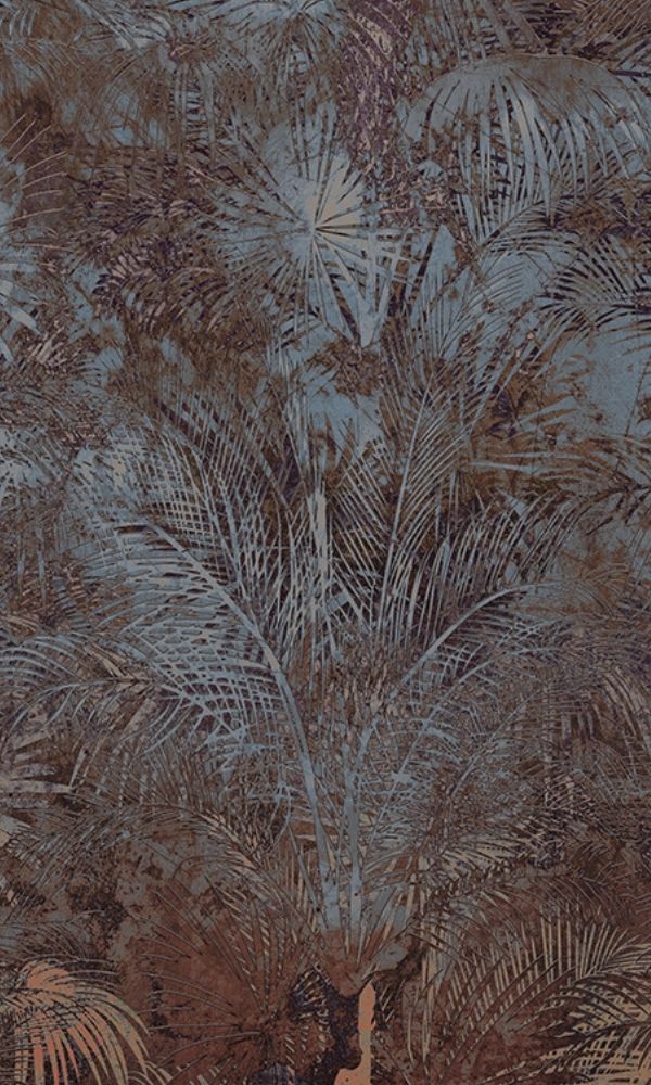 Ash And Brown Tropical Vintage Leaves Wallpaper Mural M1048