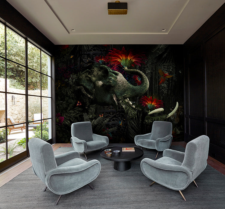 Orange Indian Elephant in the Forest Wallpaper Mural M1052