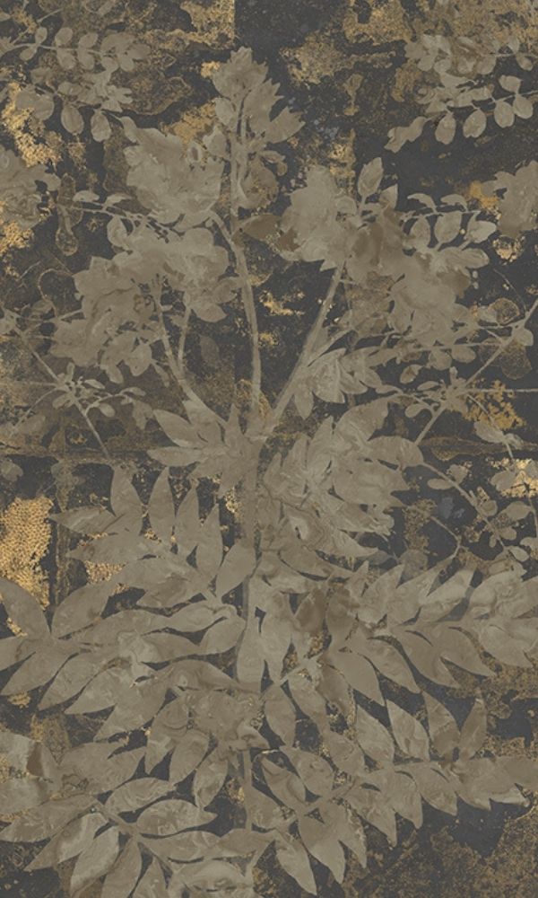 Black & Grey Abstract Leaves Wall Mural M1065