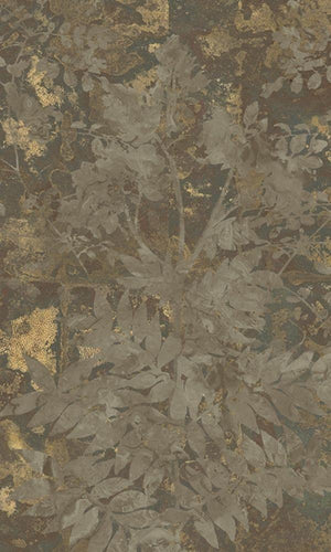 Ash Grey & Gold Abstract Leaves Botanical Wallpaper Mural M1066-sample