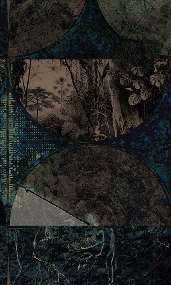 Forest View at Night Botanical Wall Mural M1070 Sample