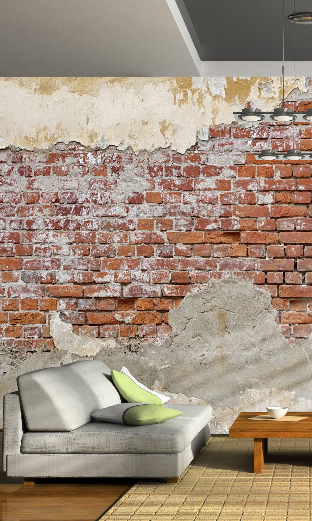 Brick Through Concrete Mural Wallpaper M9324