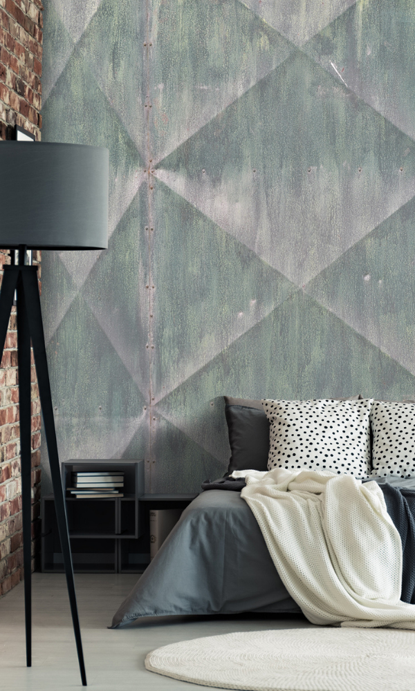 Multi-Color Rusty Geometric Mural M9967-Sample