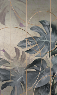 Green Bold Tropical Wall Art Leaves Mural M9968