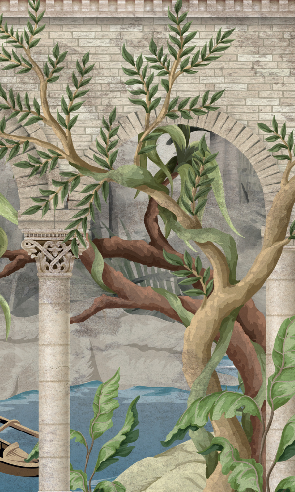 Elegant Vintage Style Outdoor Scene Wallpaper Mural M9974