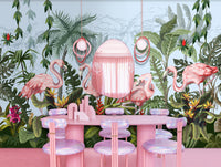 Pink Flamingos in Tropical Paradise Mural M9978