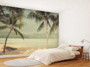 Green Coconut Trees on the Shore Wallpaper Mural M9982