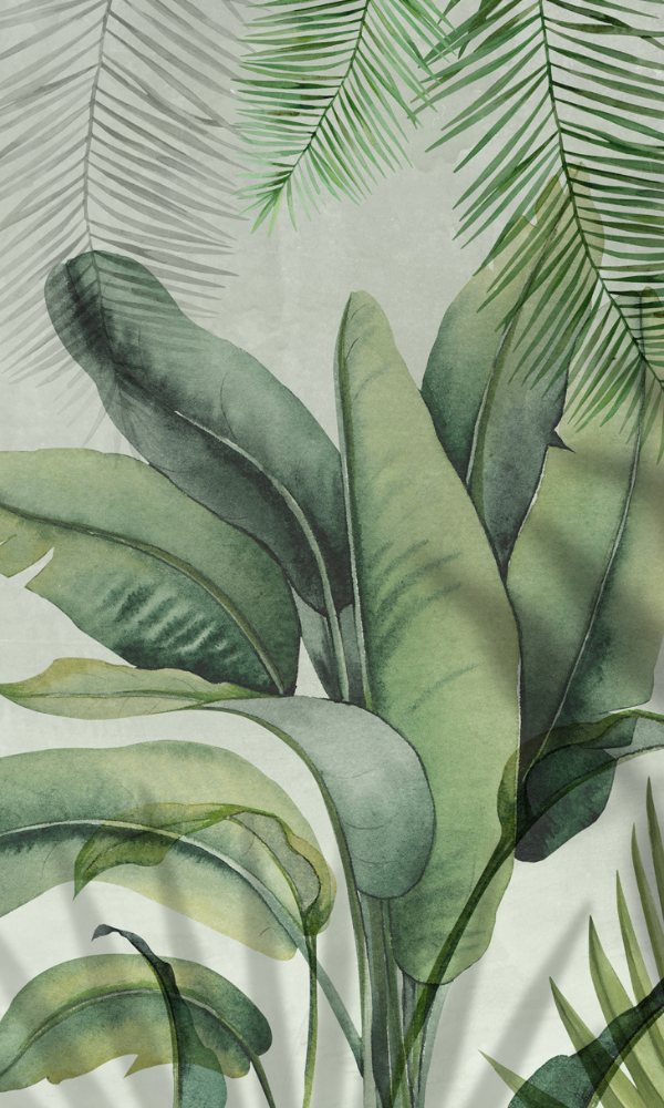 Jungle Green Tropical Leaves Wall Mural M9985