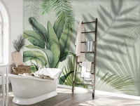 Jungle Green Tropical Leaves Wallpaper Mural M9985