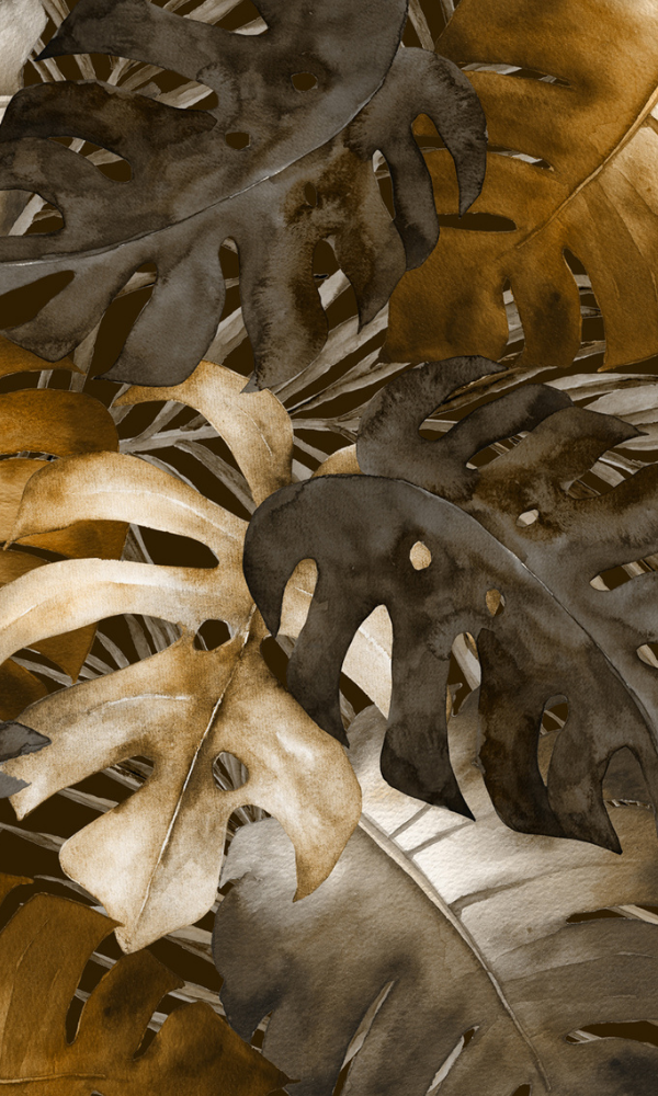 Gold Tropical Leaves Wallpaper Mural M9986