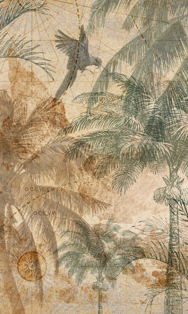 Multi-Color Rustic Tropical Wall Art Wallpaper Mural M9988