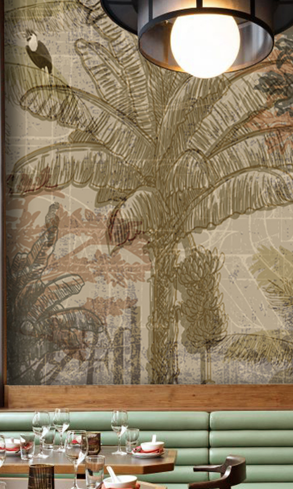 Trees in the Map Wallpaper Mural M9994