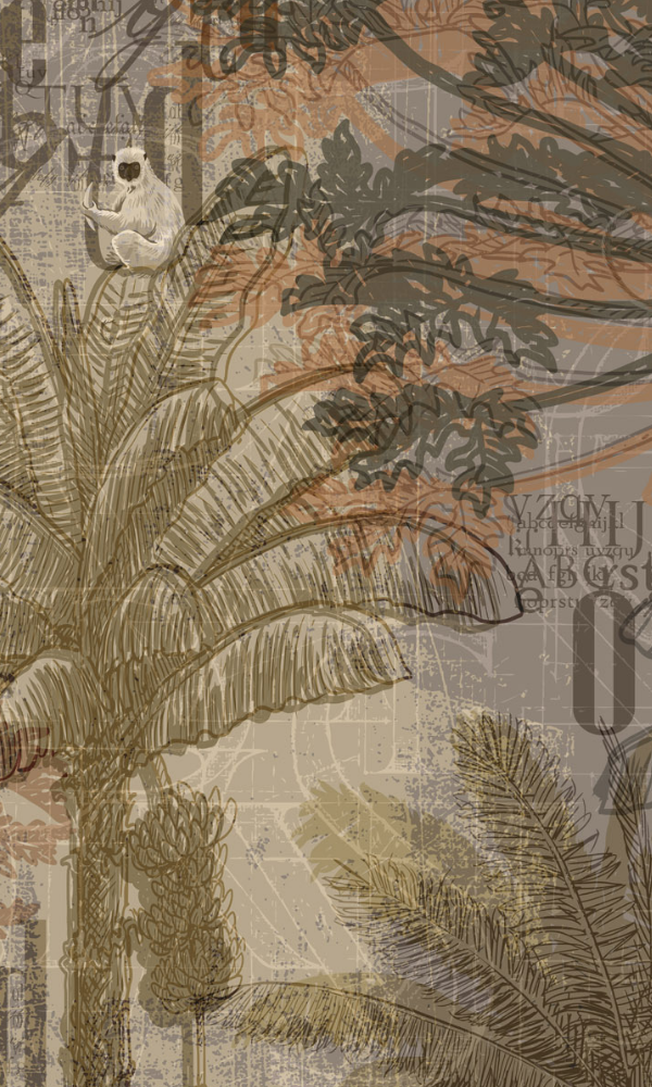 Trees in the Map Wallpaper Mural M9994