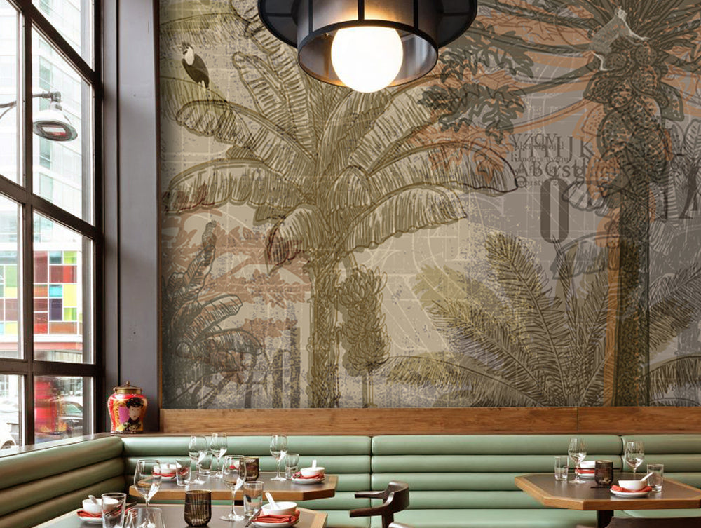 Trees in the Map Wall Mural M9994