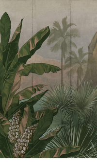 Oil Painting Inspired Tropical Mountains Wallpaper Mural M9995