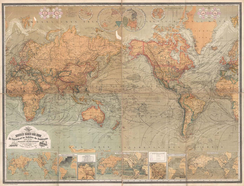 Retro World Map Mural Wallpaper M9166 - Sample