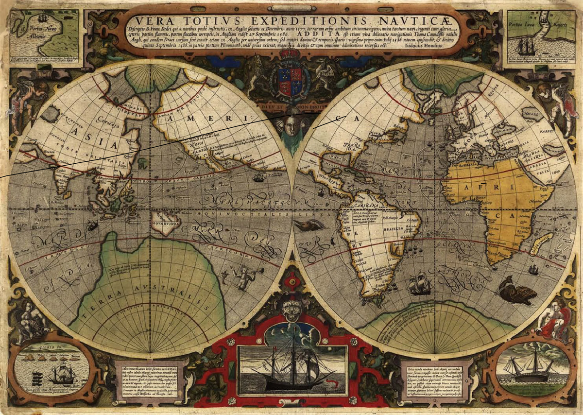 Antique World Map Digital Wallpaper M9167