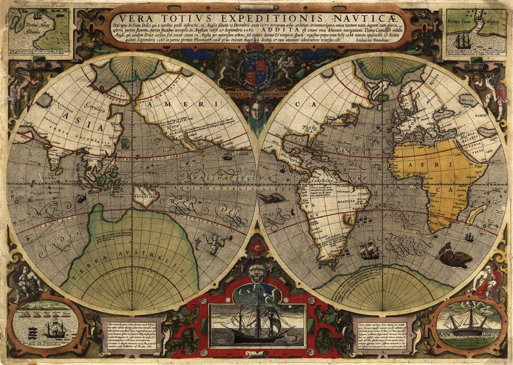 Antique World Map Digital Wallpaper M9167