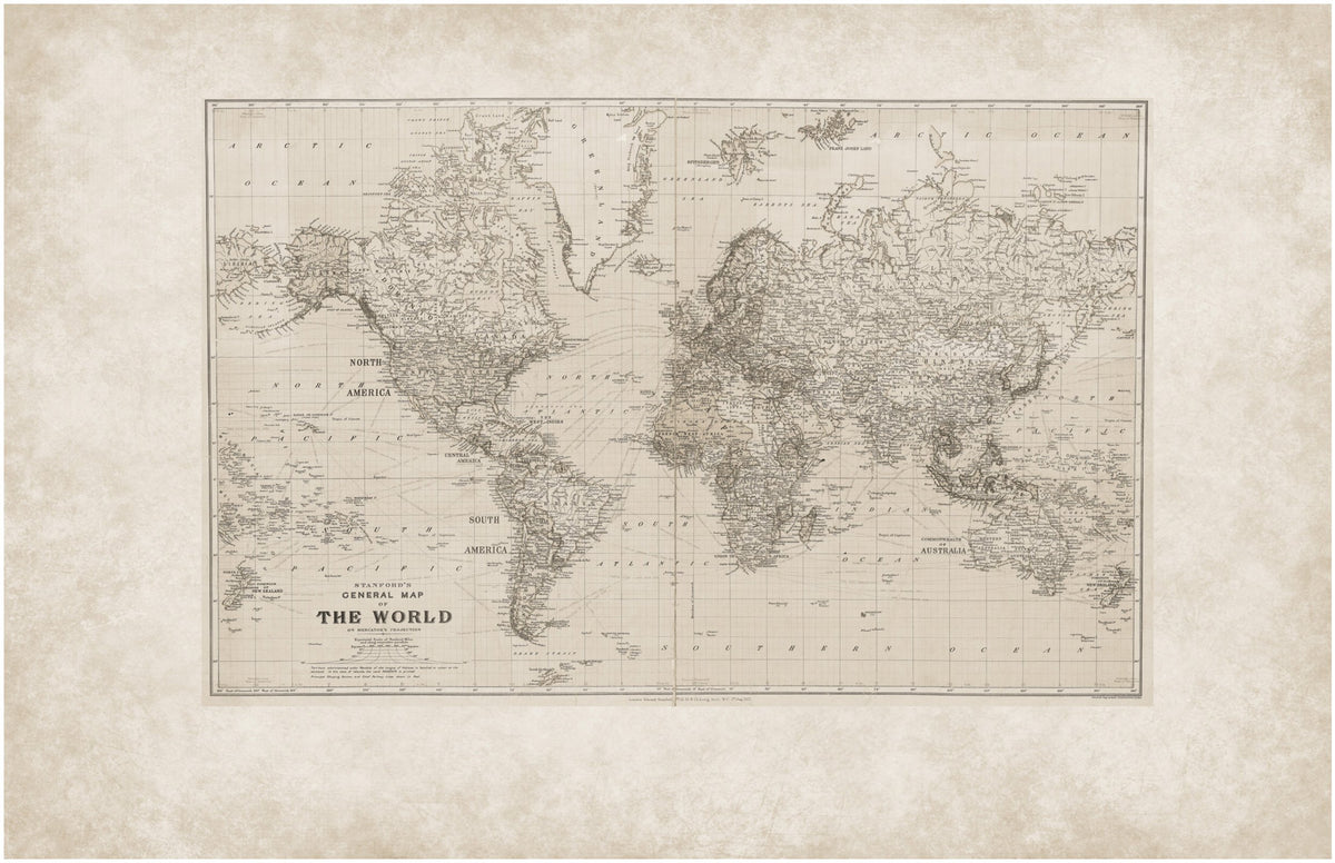 PRIME WALLS STUDIO General Map of The World - Sample